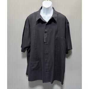Tulliano Mens 3XL Short Sleeve Button 100% Silk Camp Baja Shirt NWT
